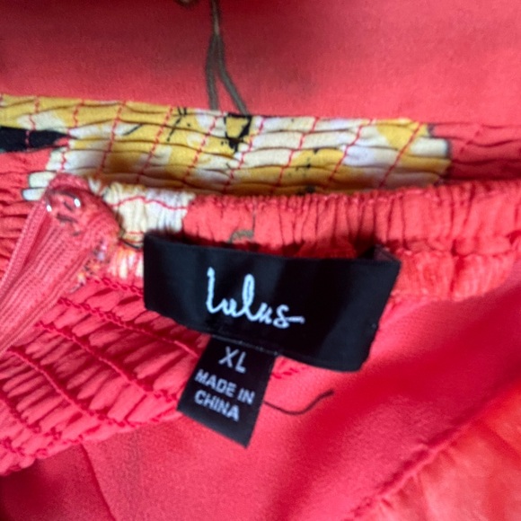 Lulu’s Forever Floral Orange Floral Print Tie-Strap Slit Ruched  Maxi Dress XL - Picture 9 of 11